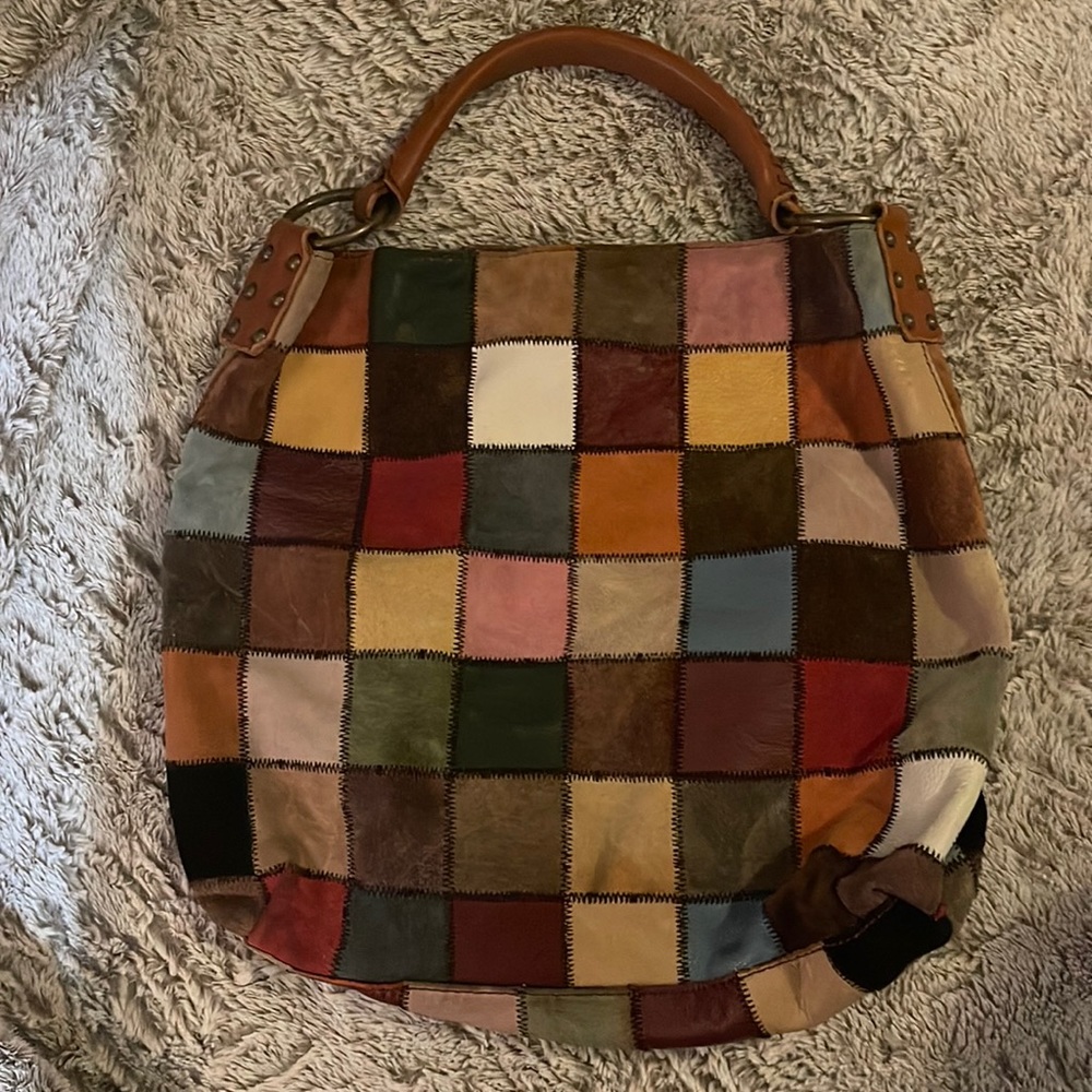 Lucky Brand patch bag. Multi colored. Good used condition.